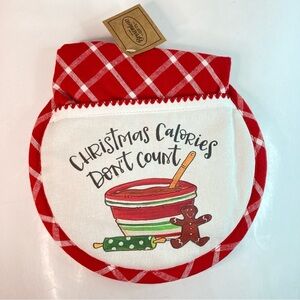 Brownlow Kitchen Oven Mitt &  towel  Christmas calories don't count New with tag